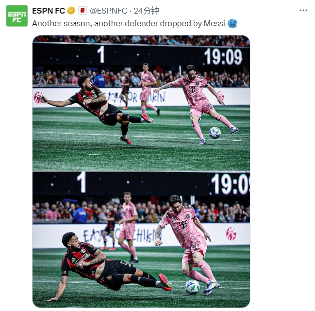  名場面記錄！ESPN曬照：又一個賽季，又一名后衛(wèi)被梅西扣倒