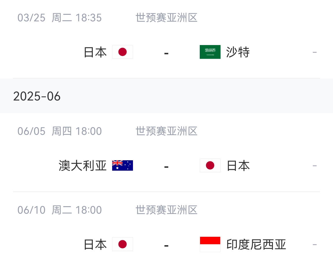  會不會放水？日本剩余賽程：主場vs沙特&印尼，客場vs澳大利亞